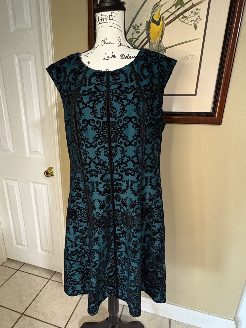 4/$25 Danny and Nicole Green and Black Fit and Flare Dress Size 16